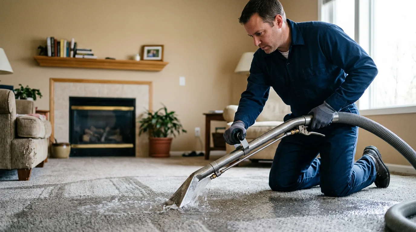 Water damage restoration technician working near Reynolds, ND